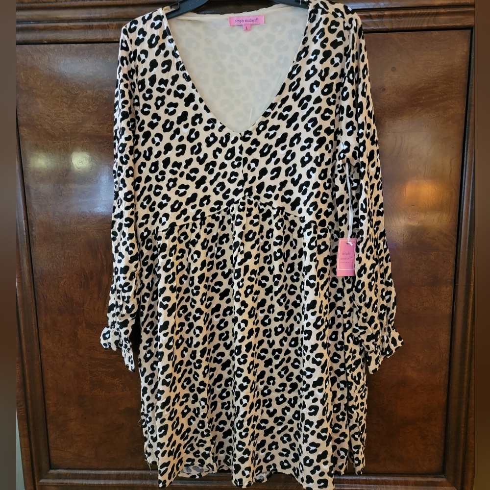 NWT Simply Southern Leopard Print Babydoll Dress Size M and L